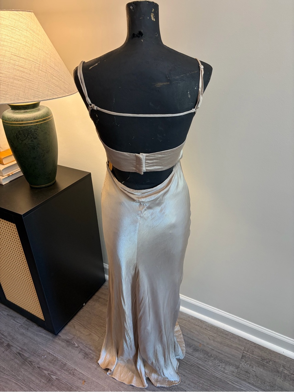 Zara Formal Silky Balconette Style Champagne Slip Dress Size Medium Bridesmaid - Picture 4 of 16